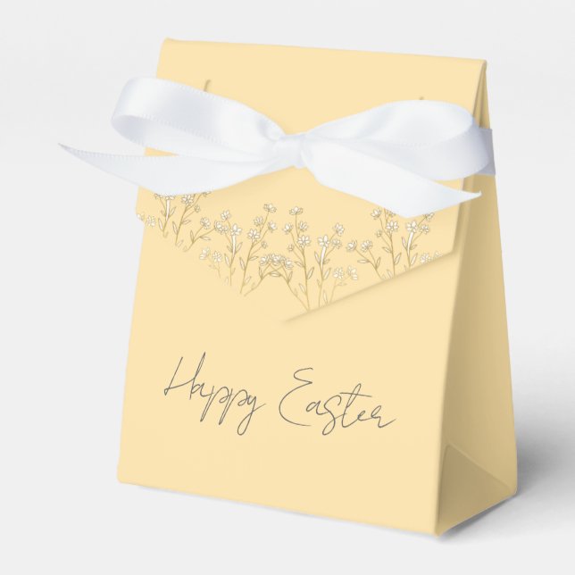 Pastel Yellow Easter Favour Boxes-Personalised Tex Box (Front Side)
