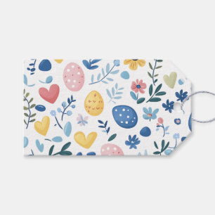 Pastel Yellow Easter Pattern Gift Tags