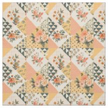 Pastel Yellow Floral Quilt Patchwork Vintage 