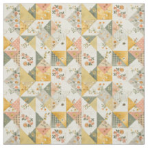 Pastel Yellow Floral Quilt Patchwork Vintage 