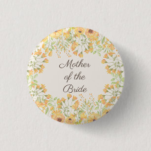 Pastel Yellow Flowers Mother Bride Button