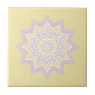 Pastel yellow geometric ceramic tile
