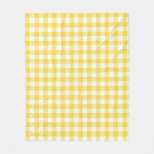 Pastel Yellow Gingham Buffalo Check Plaid Pattern Fleece Blanket