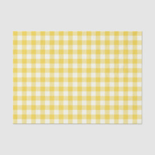 Pastel Yellow Gingham Buffalo Check Plaid Pattern Tissue Paper