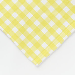 Pastel Yellow Gingham Pattern Fleece Blanket