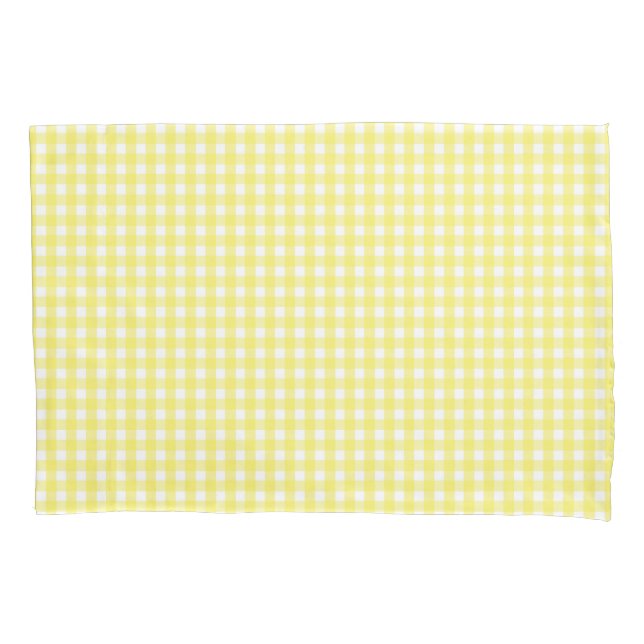 Pastel Yellow Gingham Pattern Pillowcase (Front)