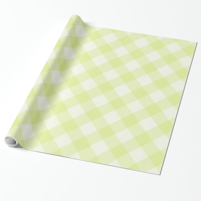 Pastel Yellow Gingham Pattern Wrapping Paper (Unrolled)