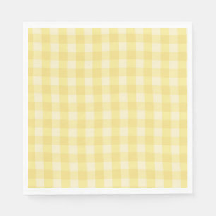 Pastel Yellow Gingham Print Plaid Napkin