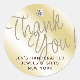 Pastel Yellow Gold Shimmery Sparkle Thank Youd Classic Round Sticker
