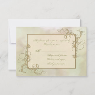 Pastel Yellow Green and Gold RSVP Cards