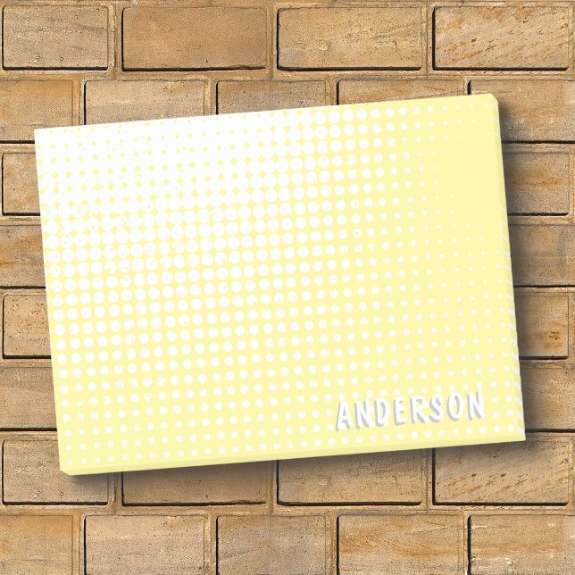 Pastel yellow halftone gradient personalised name post-it notes (Creator Uploaded)