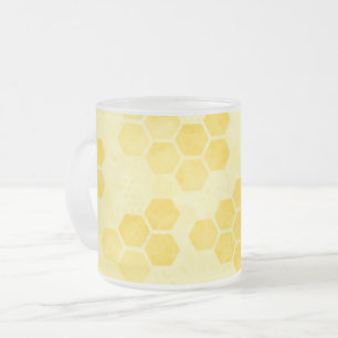 Pastel Yellow Honeycomb Pattern Frosted Glass Coffee Mug