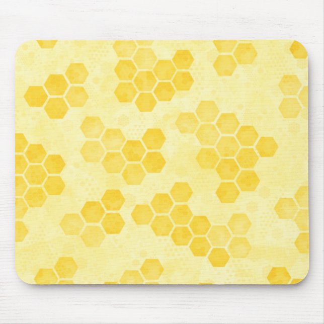 Pastel Yellow Honeycomb Pattern Mouse Mat (Front)
