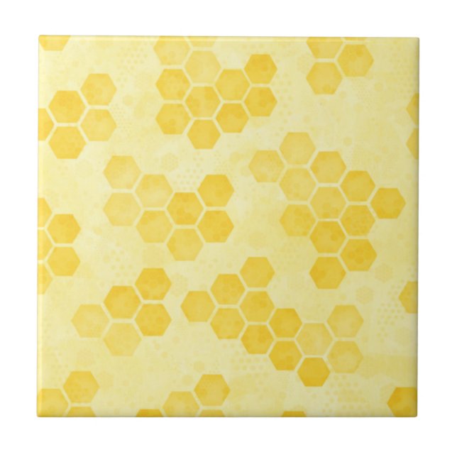 Pastel Yellow Honeycomb Pattern Tile (Front)