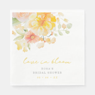 Pastel Yellow Love in Bloom Bridal Shower Napkin