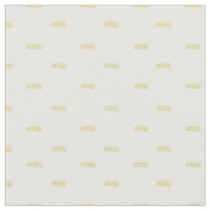 Pastel Yellow Minimalist Dashes on White Fabric