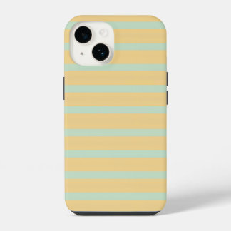 Pastel Yellow Mint Green Striped Retro Pattern iPhone 14 Case