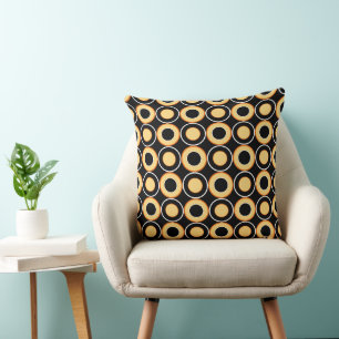 Pastel Yellow Orange And Black Doughnuts With Fill Cushion