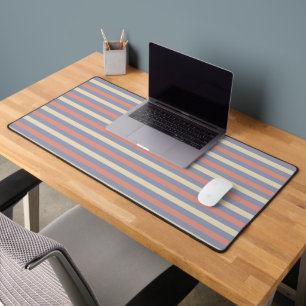 Pastel yellow, orange and blue stripes desk mat