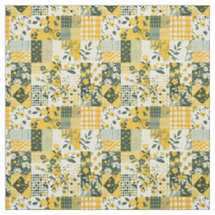 Pastel Yellow Patchwork Vintage Quilt Fabric