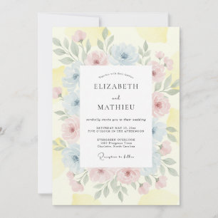 Pastel Yellow Petal Wedding Invitation