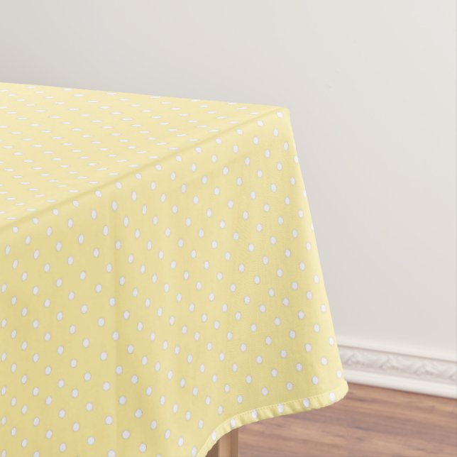 Pastel Yellow Polka Dot Pattern Tablecloth (In Situ)