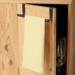 Pastel Yellow Polka Dot Pattern Tea Towel
