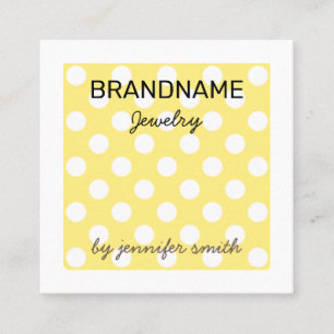 Pastel Yellow Polka Dots Handmade Jewelry Display Square Business Card