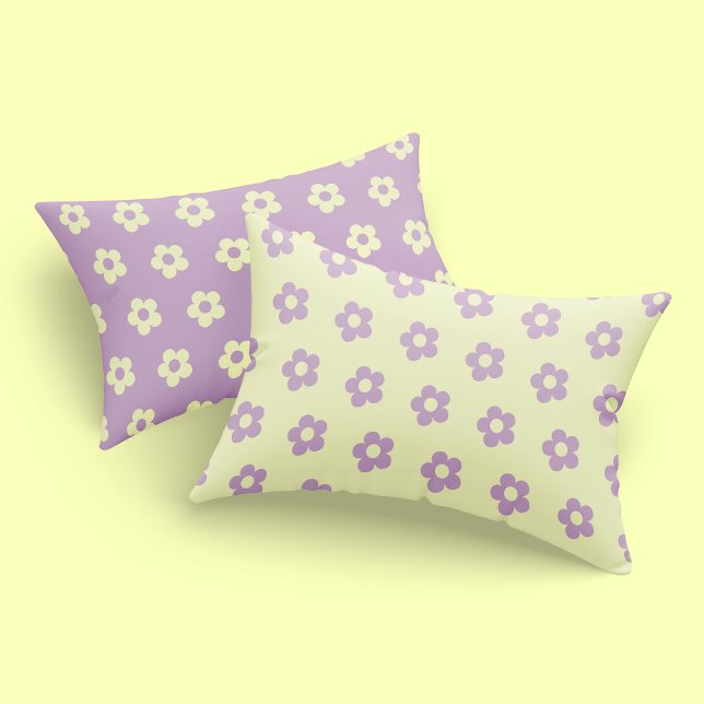 Pastel Yellow Purple Girly Reversible Daisy Print Pillowcase (Creator Uploaded)