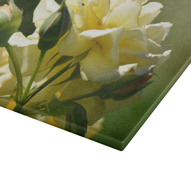 Pastel Yellow Rose Bush Cutting Board (Corner)