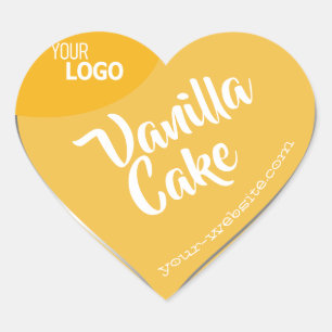 Pastel Yellow Silver Frame Logo Template Baking Heart Sticker