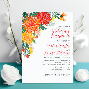Pastel Yellow Spring Dahlia Wedding Reception Invitation