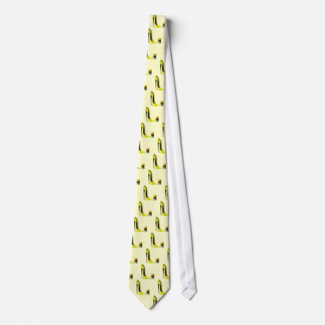 Pastel Yellow Stiletto and French Macaroons Art Tie (Front)