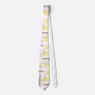 Pastel Yellow Sunrise Oriental Bamboo Tree Garden Tie