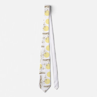 Pastel Yellow Sunrise Oriental Bamboo Tree Garden Tie
