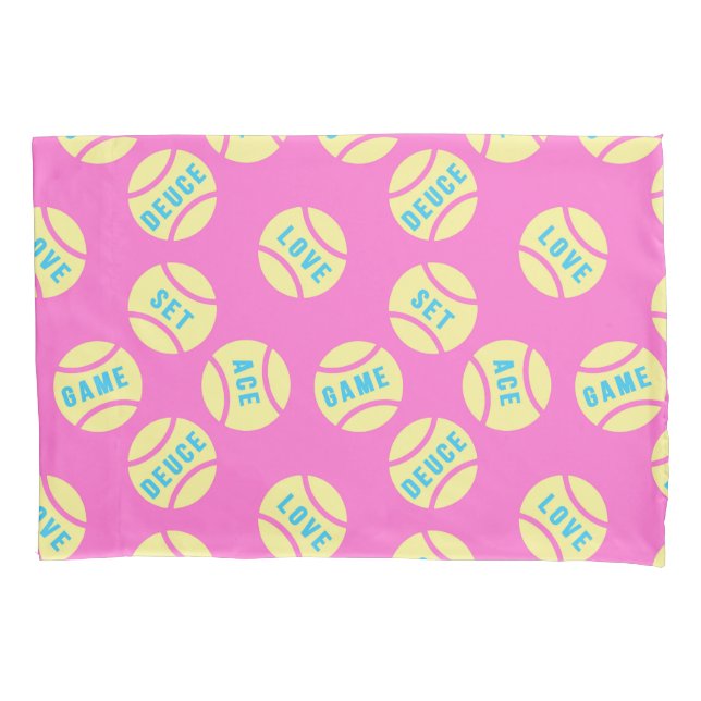 Pastel yellow tennis balls , small print pillowcase (Front)