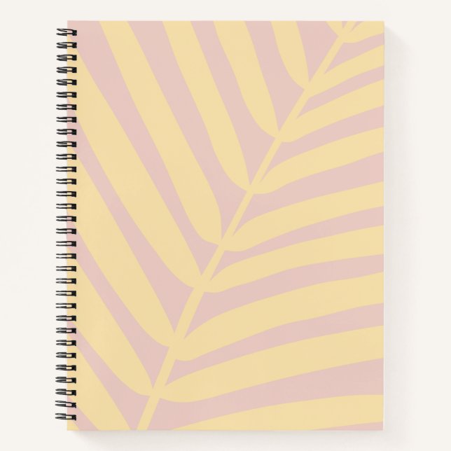 Pastel Yellow Tropical Palm Leaf Notebook (Front)