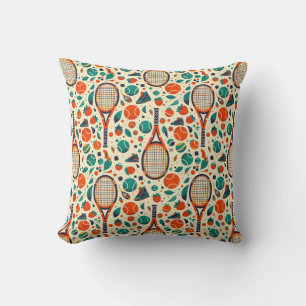 Pastel Yellow 🎾Vintage Tennis Delight🎾 Cushion