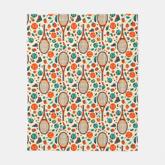 Pastel Yellow 🎾Vintage Tennis Delight🎾 Fleece Blanket (Front)