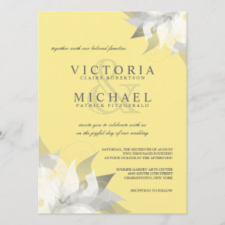 Pastel Yellow White Floral Wedding Invitations