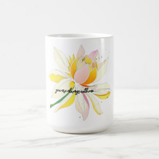 pastel yellow white florals coffee mug