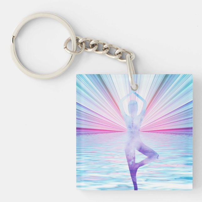 Pastel Yoga Pose Zen & Meditation Key Ring (Front)