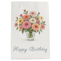 Pastel Zinnias Happy Birthday
