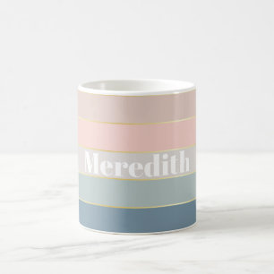 Pastell Gold Custom Summer Colour Block Stripes Coffee Mug