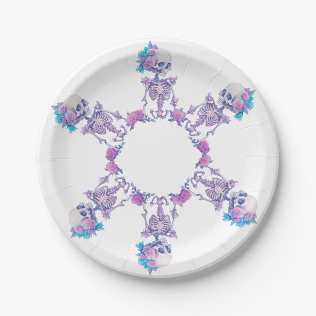 Pastelloween Skulls Paper Plate (Front)
