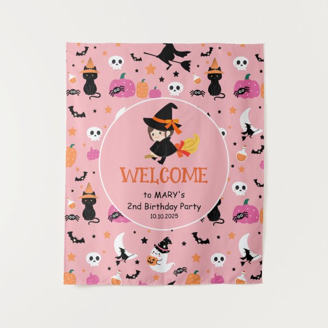 Pasteloween Pattern Halloween Party Welcome Tapestry (Front)