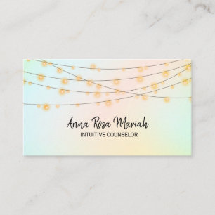 *~* Pastels Blush String Lights Spiritual Yoga Business Card