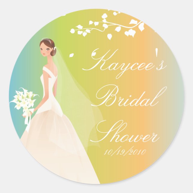 Pastels Bride Bridal Shower Sticker (Front)