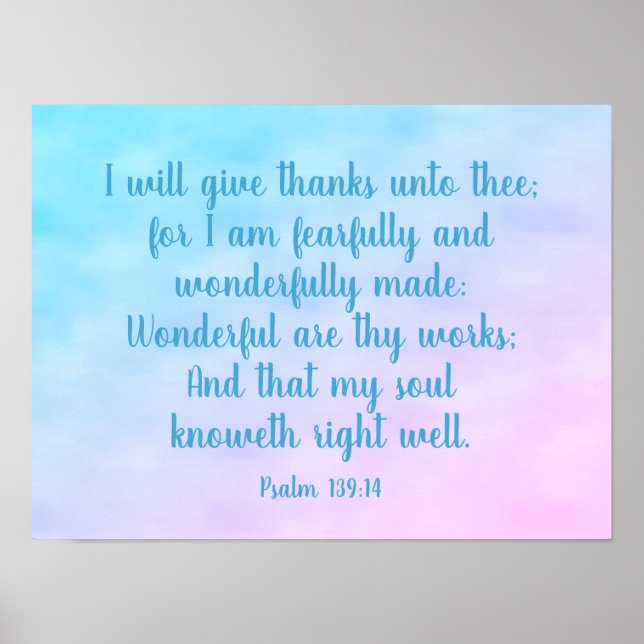 Pastels Christian Art Wonderfully Made Psalm 139 Poster (Front)