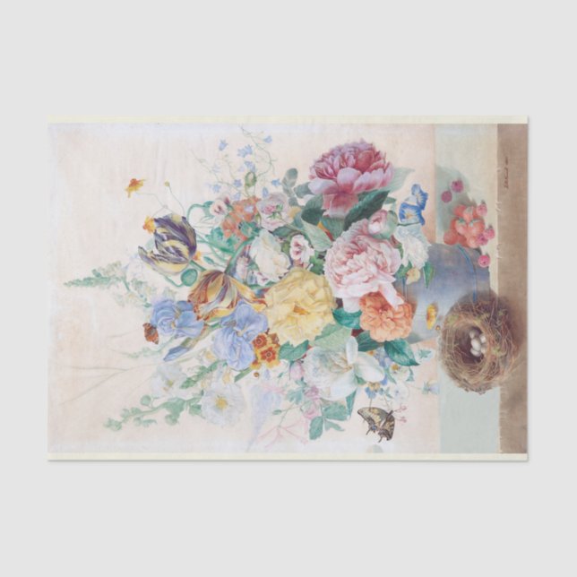 Pastels Classical Floral Still Life Tissue Paper (Front)